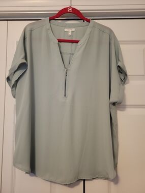 Mauriced Mint Green Zip-Front Women's Blouse